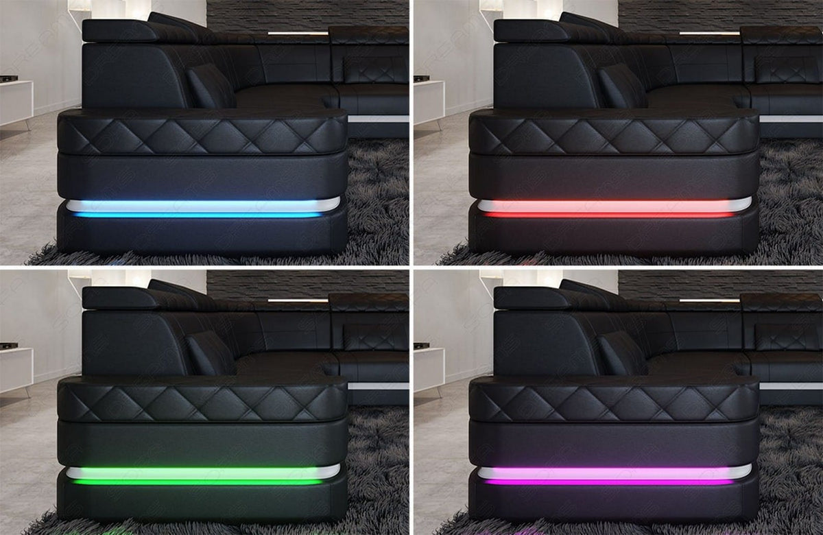 Couchlandschaft Positano U-Form in Stoff Grau-Schwarz