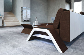 Stoff Ecksofa Calabria L-Form Braun-Weiß