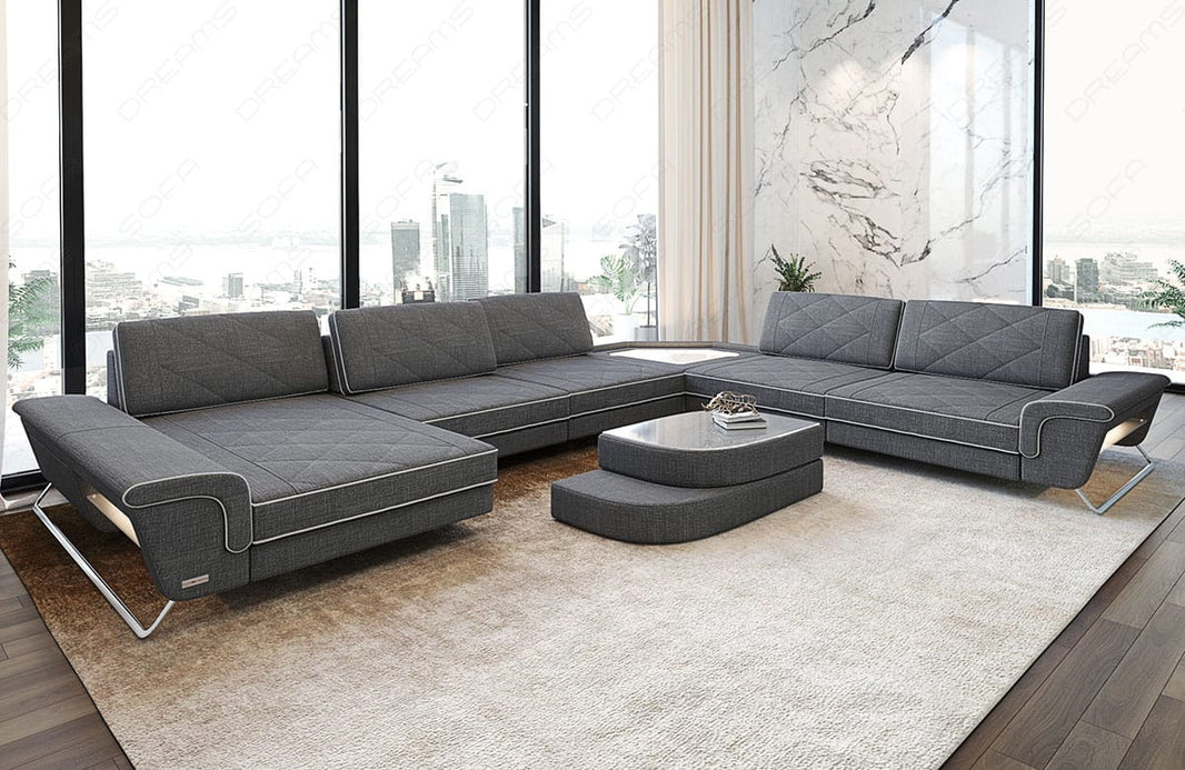 XXL Wohnlandschaft Ferrara U-Form aus Stoff