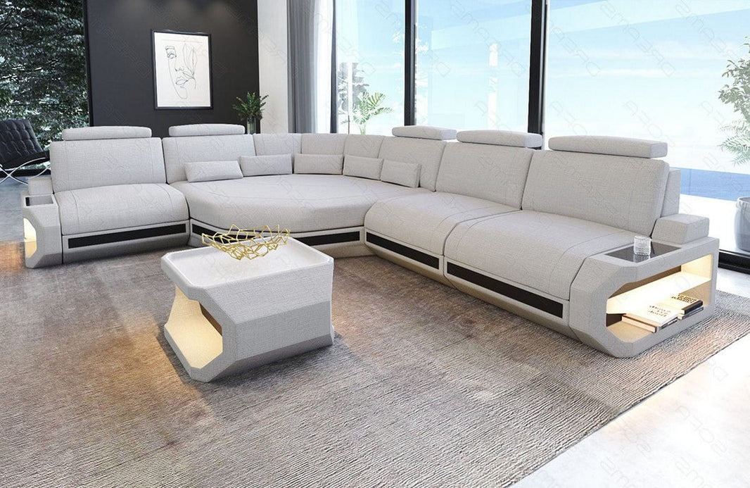 Couch Asti L-Form in Stoff