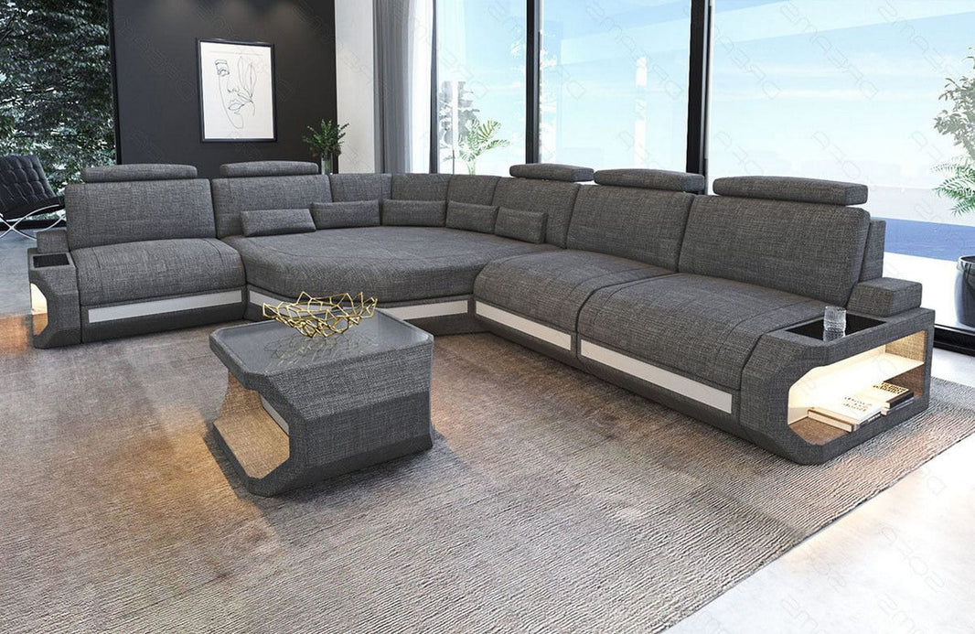 Couch Asti L-Form in Stoff
