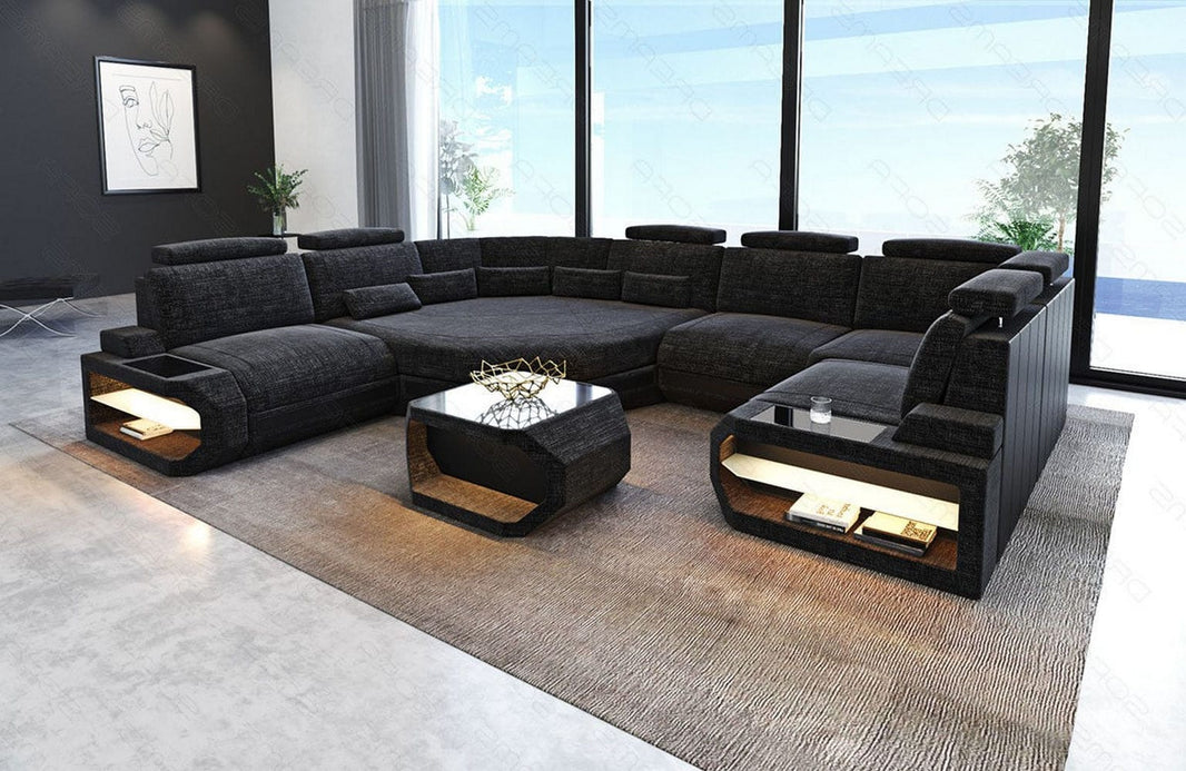 Mini Wohnlandschaft Asti U-Form aus Stoff