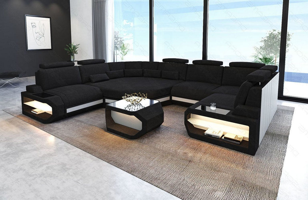Mini Wohnlandschaft Asti U-Form aus Stoff