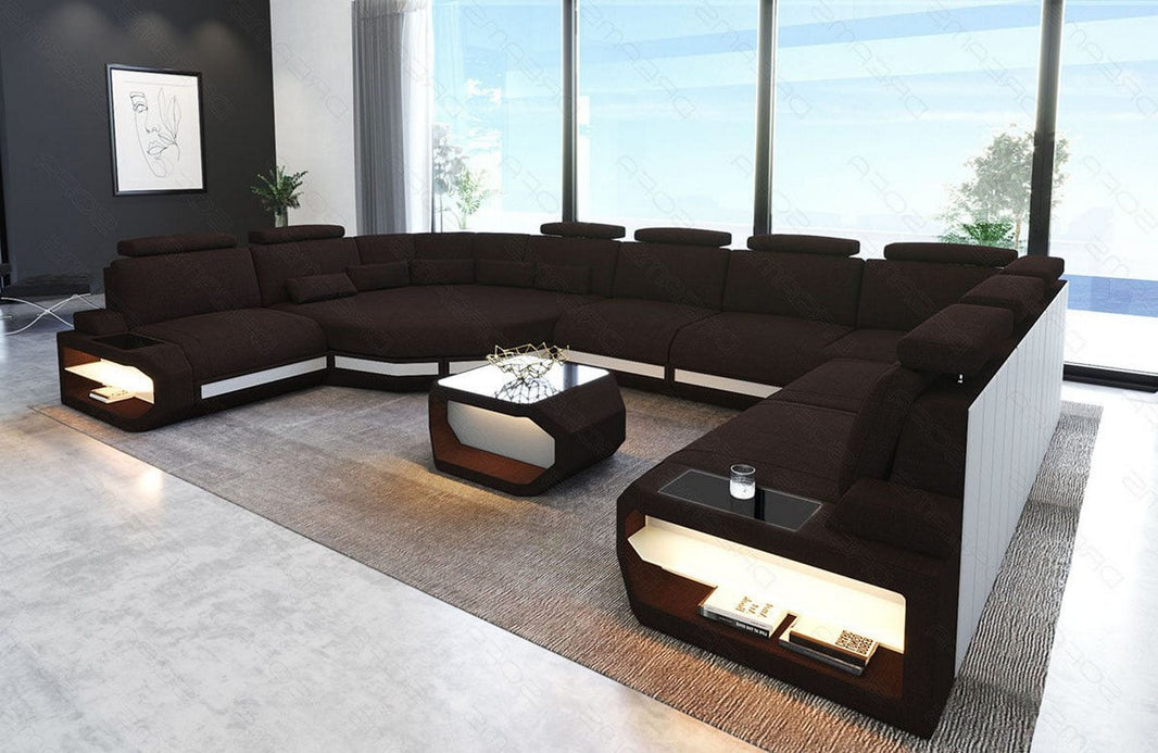 Wohnlandschaft Asti U-Form aus Stoff