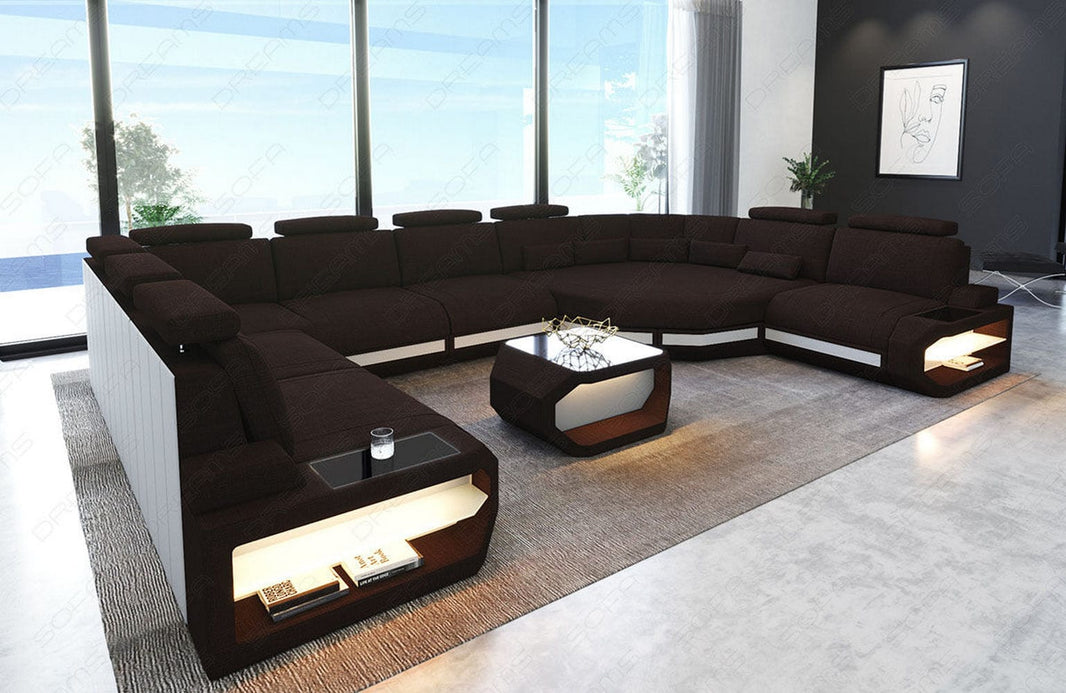 Wohnlandschaft Asti U-Form aus Stoff