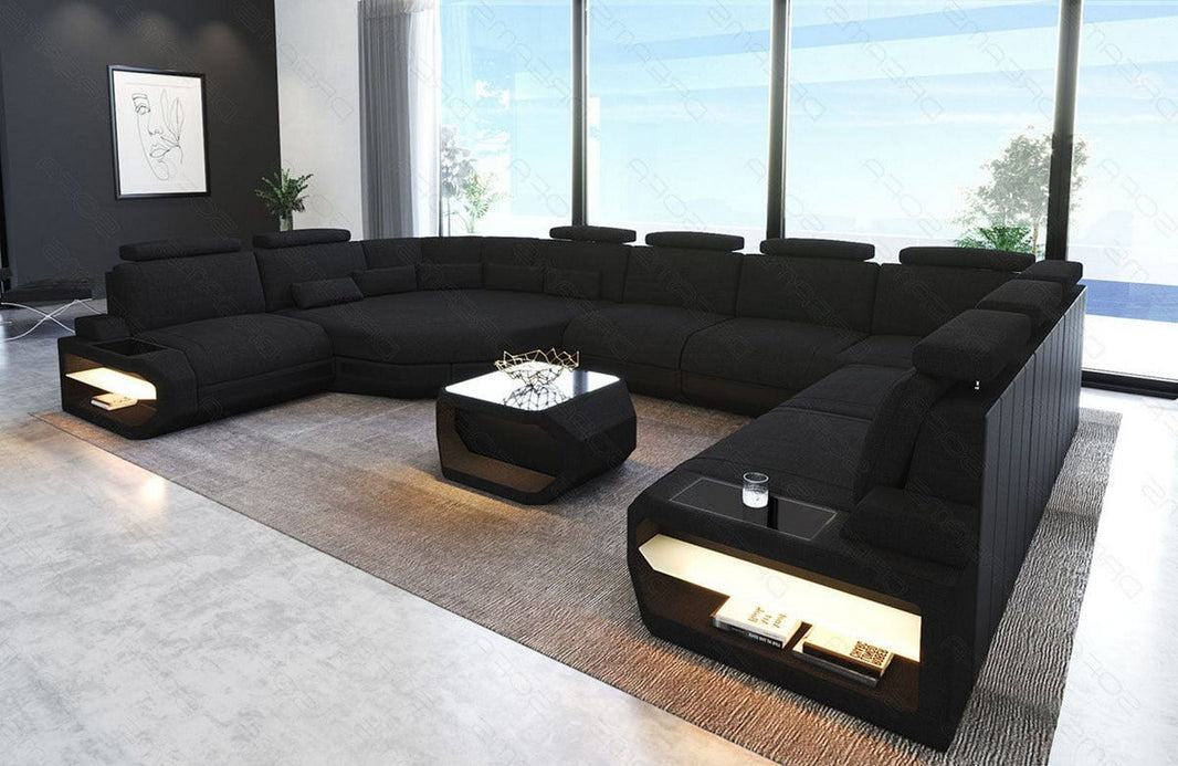 Wohnlandschaft Asti U-Form aus Stoff