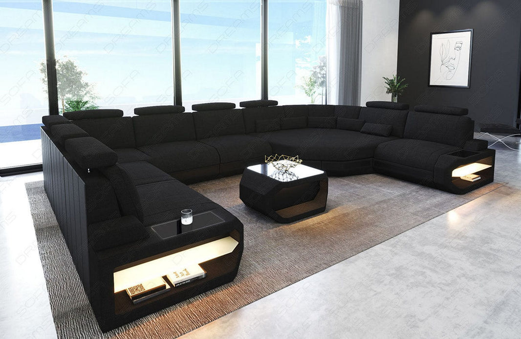Wohnlandschaft Asti U-Form aus Stoff