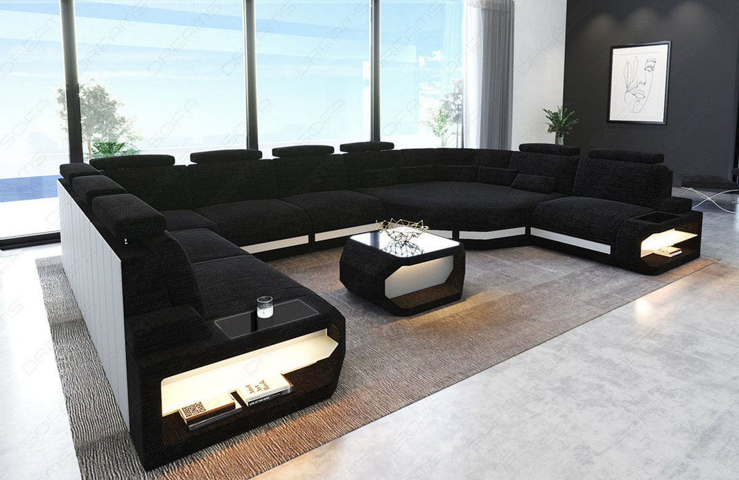 Wohnlandschaft Asti U-Form aus Stoff