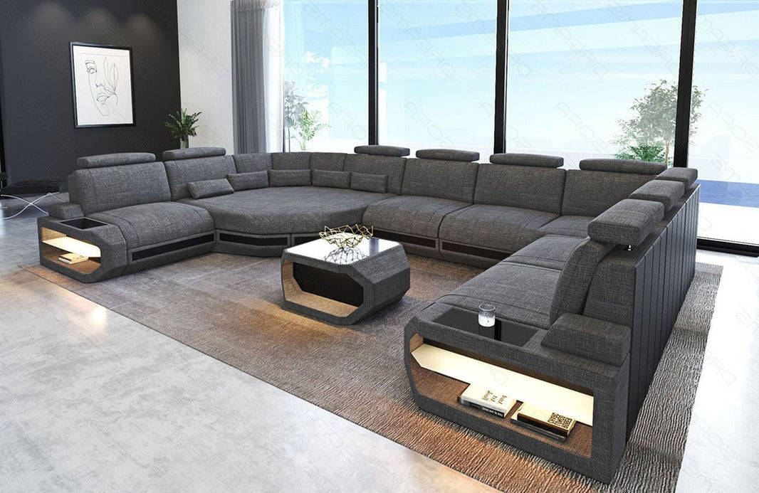 Wohnlandschaft Asti U-Form aus Stoff