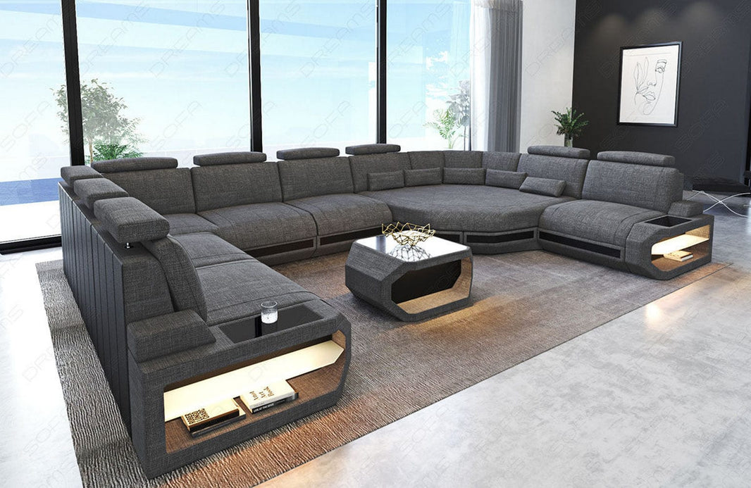 Wohnlandschaft Asti U-Form aus Stoff