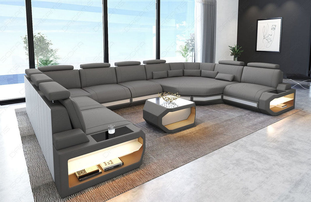 Wohnlandschaft Asti U-Form aus Stoff