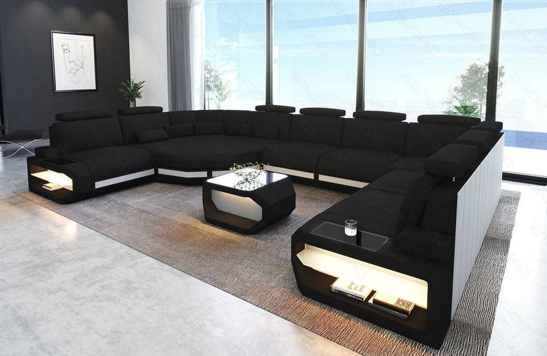 Wohnlandschaft Asti U-Form aus Stoff
