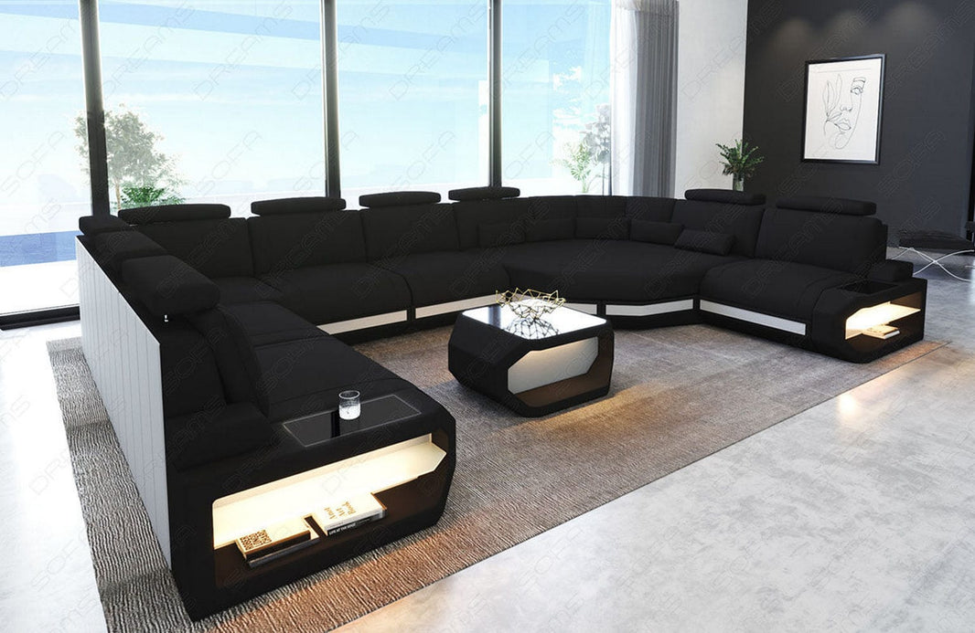 Wohnlandschaft Asti U-Form aus Stoff