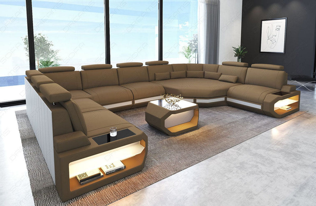 Wohnlandschaft Asti U-Form aus Stoff