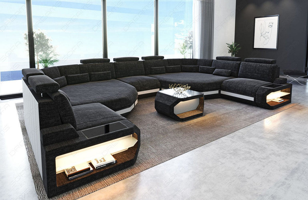 XXL Stoff Wohnlandschaft Asti U-Form