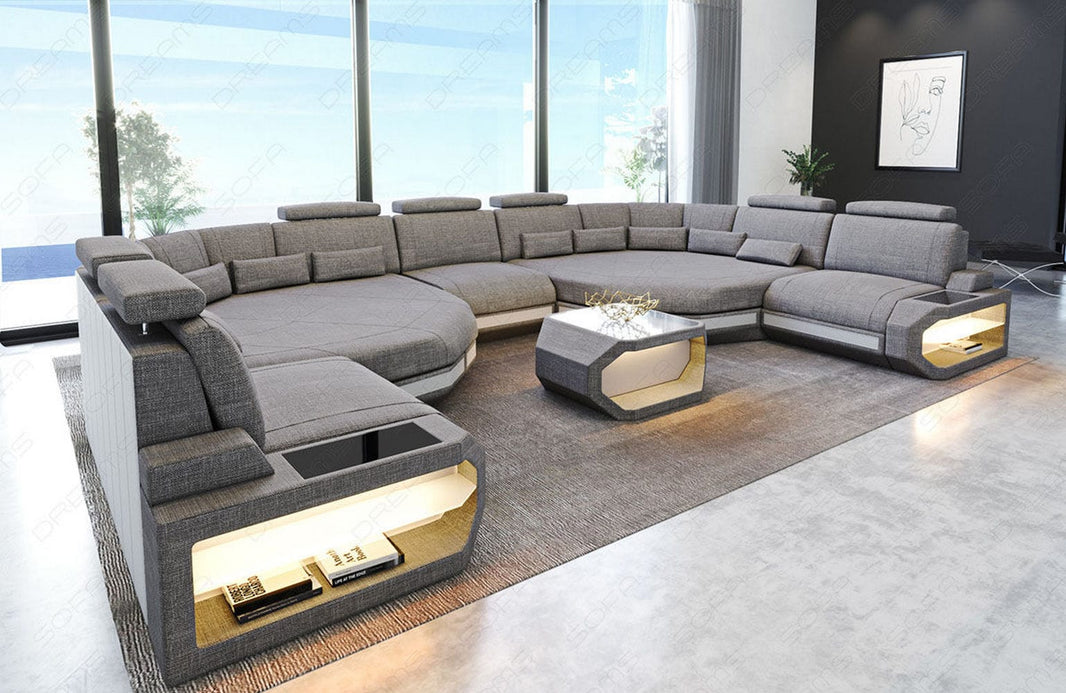 XXL Stoff Wohnlandschaft Asti U-Form