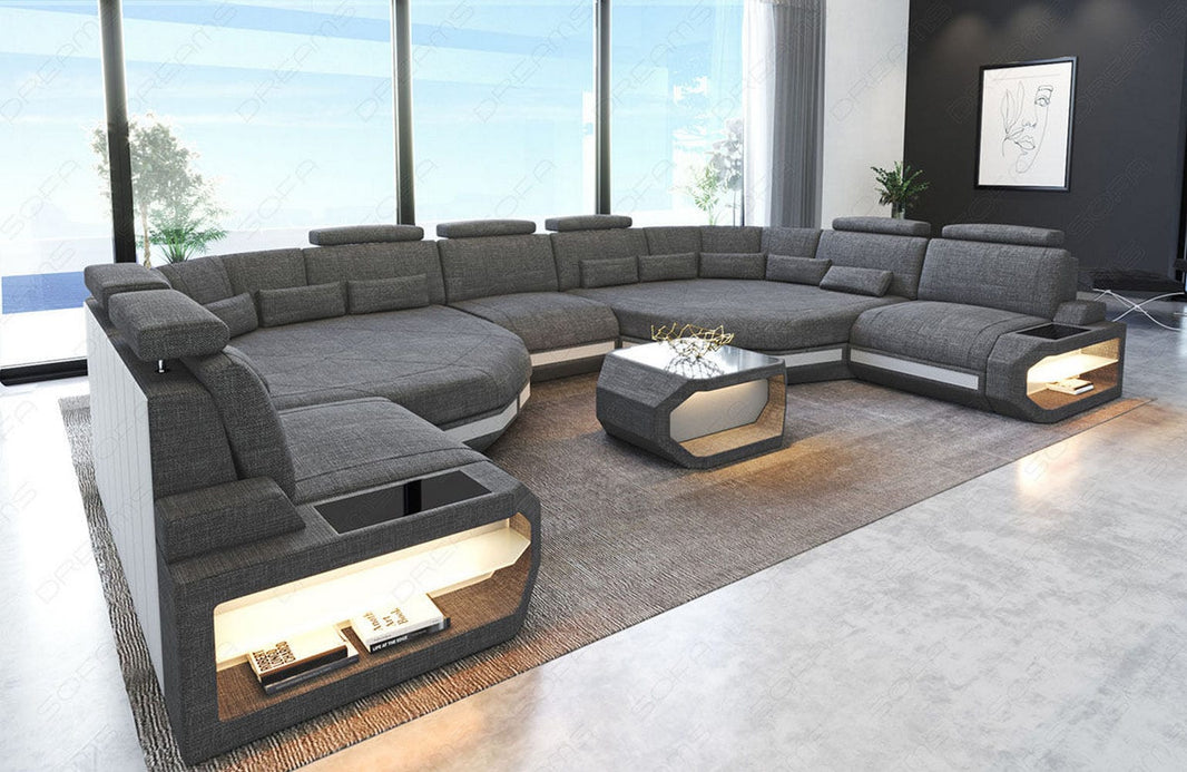 XXL Stoff Wohnlandschaft Asti U-Form