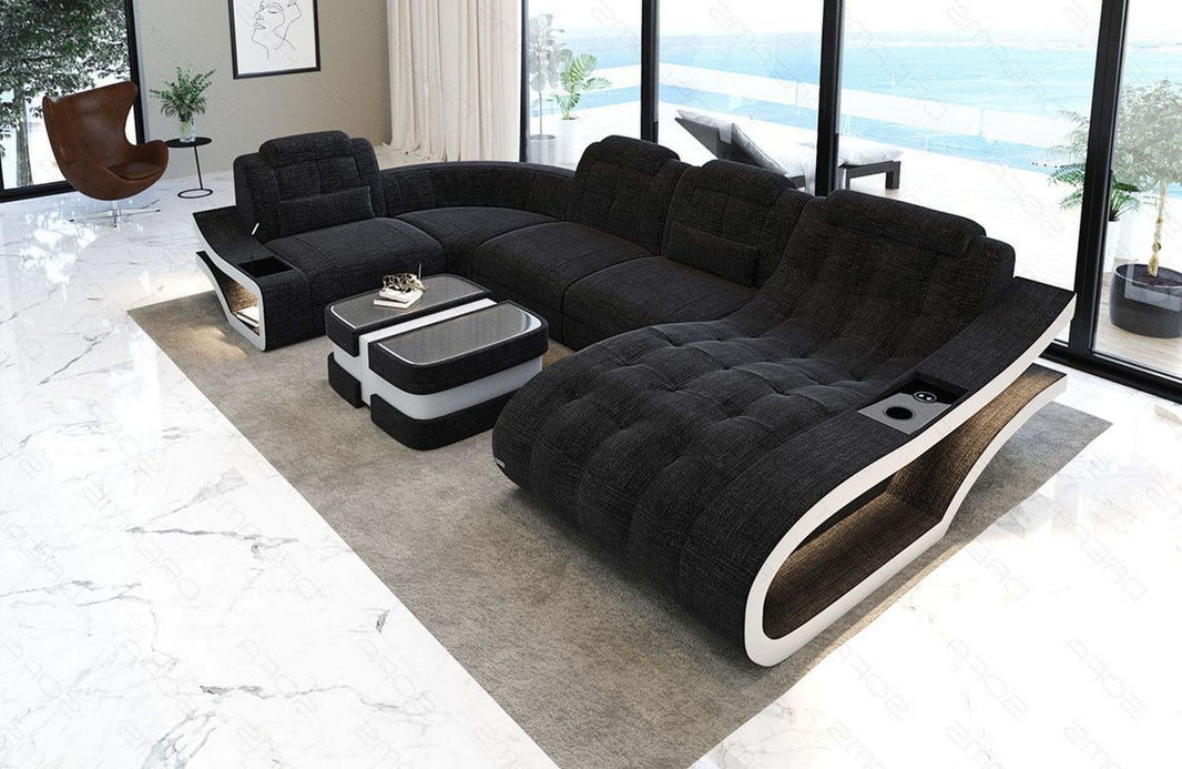 Stoff Wohnlandschaft Elegante U-Form