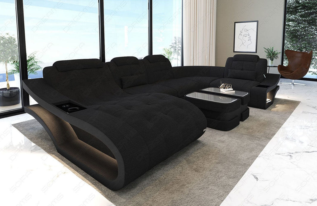 Stoff Wohnlandschaft Elegante U-Form