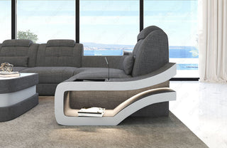 Stoff Wohnlandschaft Elegante U-Form Grau-Weiß