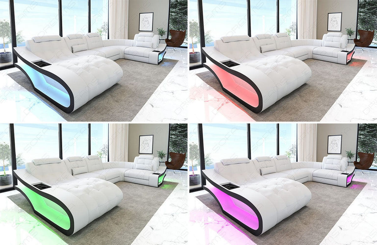 Stoff Wohnlandschaft Elegante U-Form Grau-Weiß