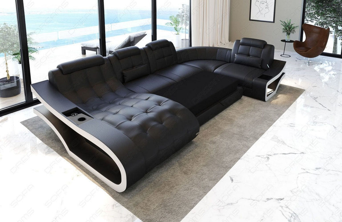 Stoff Wohnlandschaft Elegante U-Form Grau-Weiß