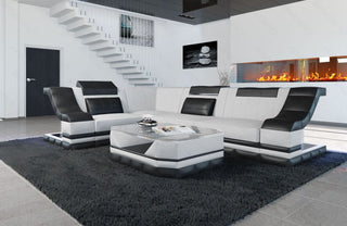 Stoff Ecksofa Bianchi L-Form Macchiato-Schwarz