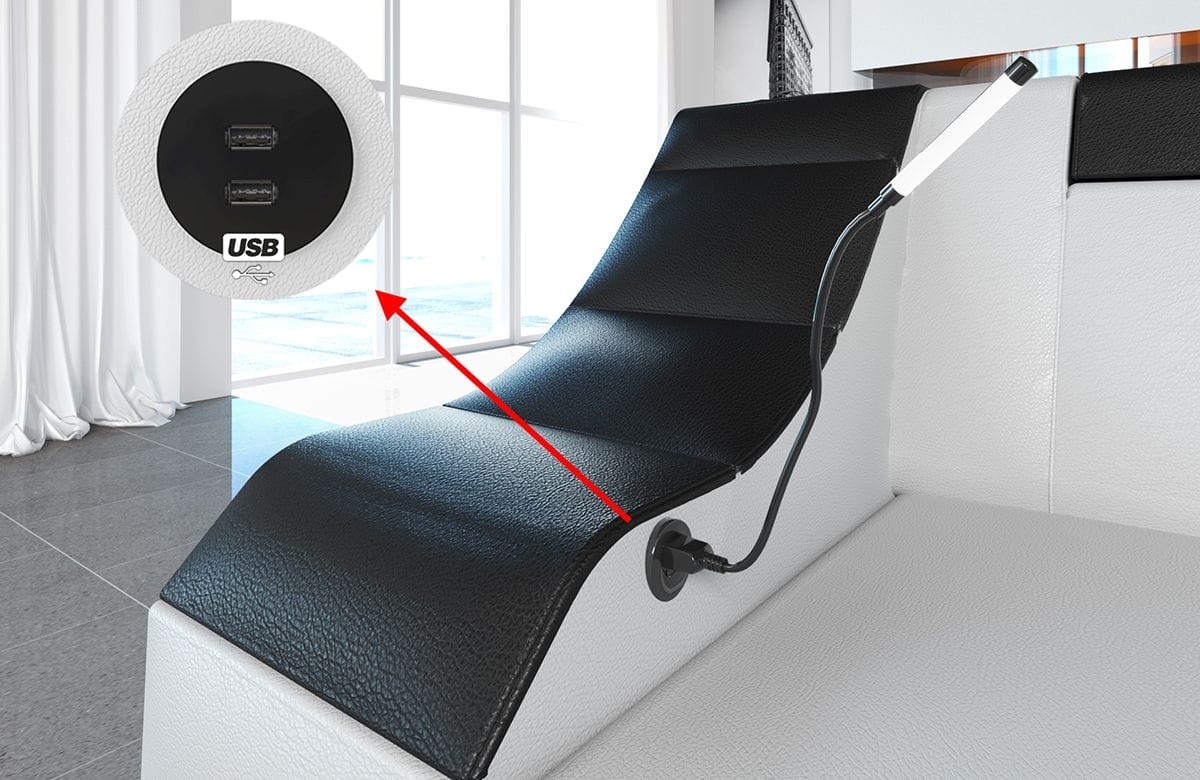 Stoff Ecksofa Bianchi L-Form Macchiato-Schwarz
