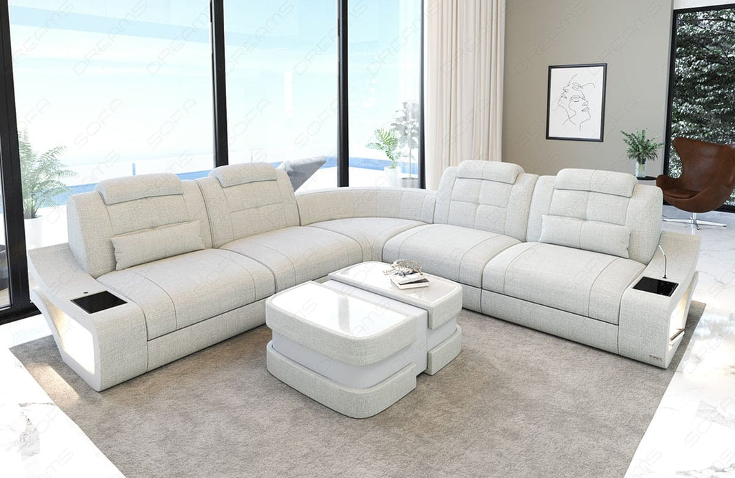 Couch Elena Lang L-Form in Stoff