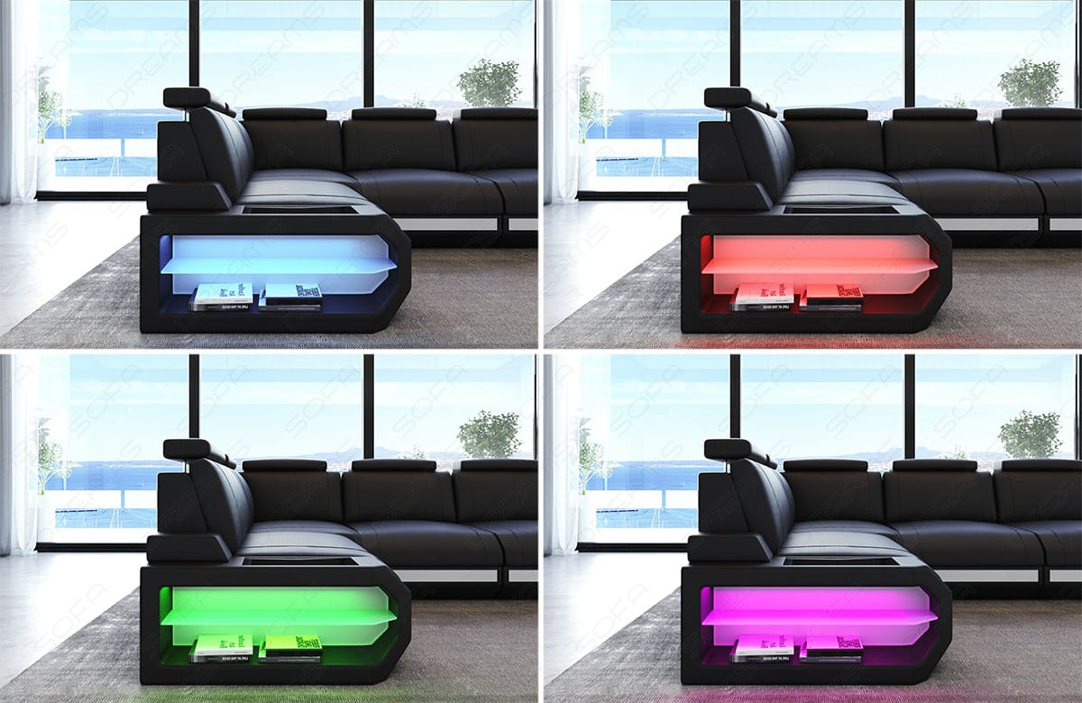 Couchlandschaft Siena U-Form in Stoff Graubraun-Weiß