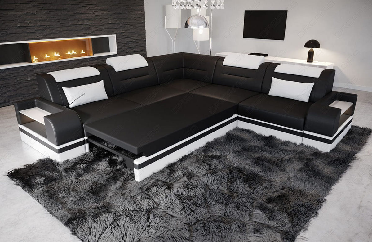 Couch Trivento L-Form in Stoff Grau-Weiß