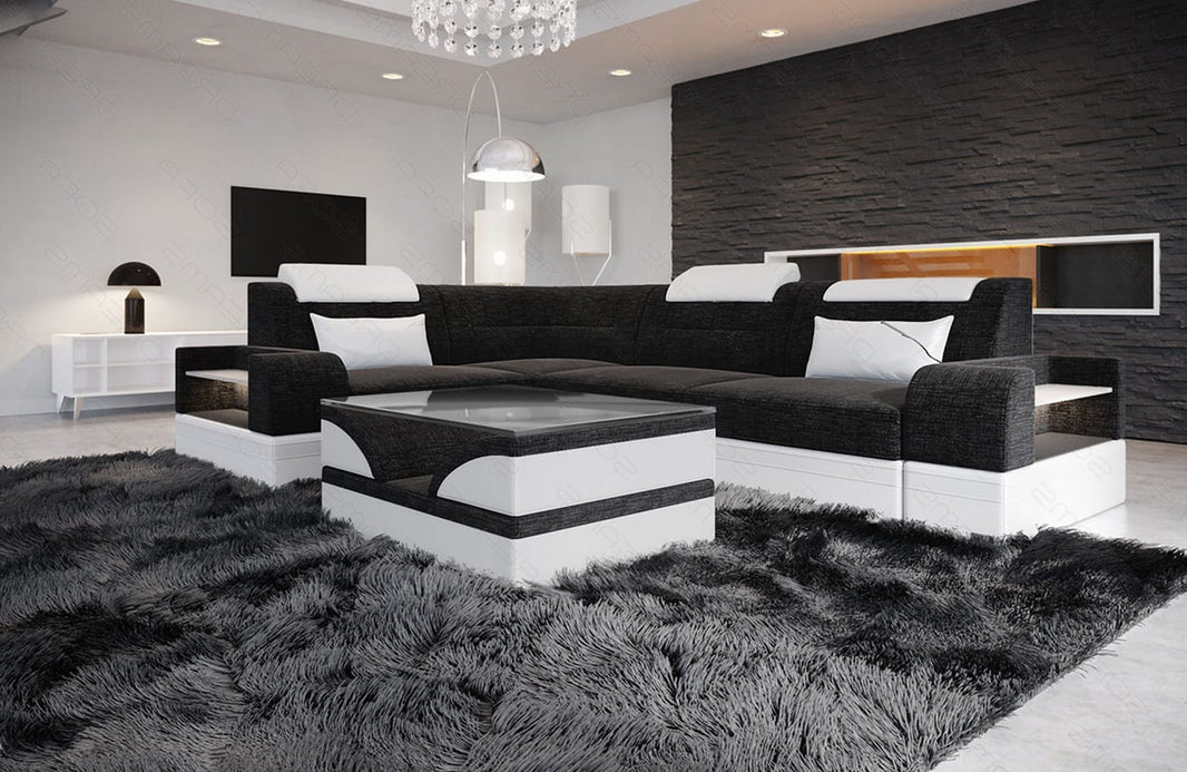 Couch Trivento L-Form in Stoff Kurz