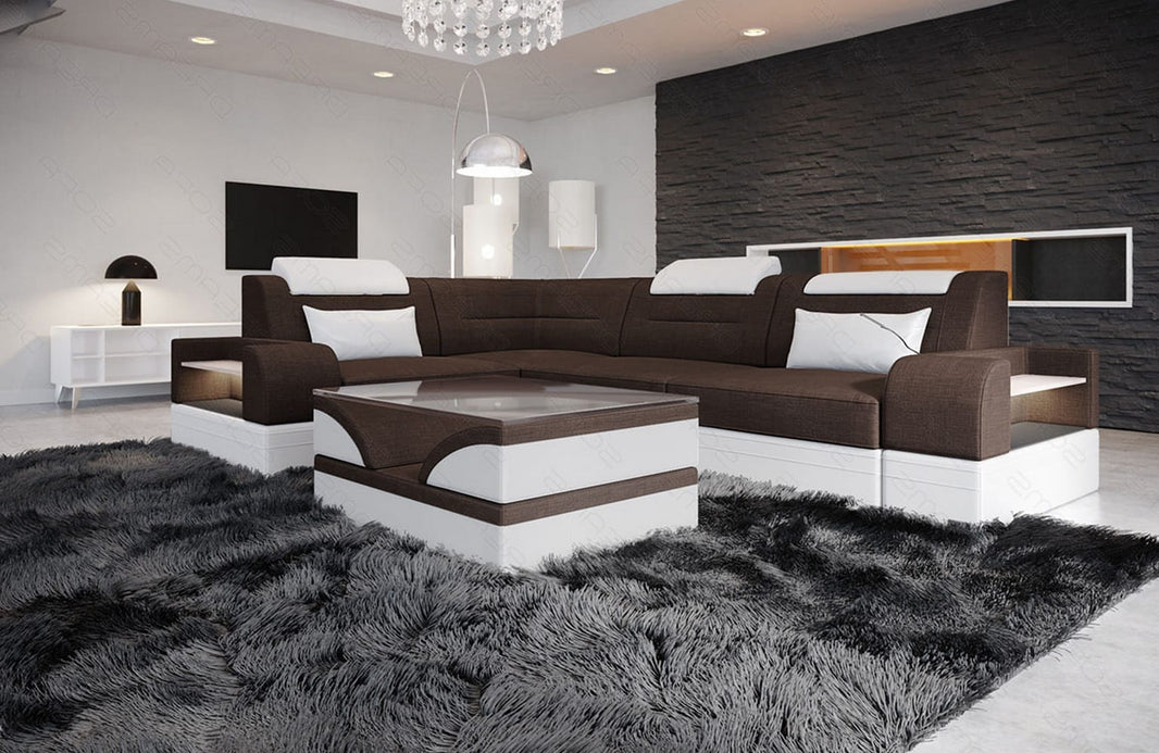 Couch Trivento L-Form in Stoff Kurz