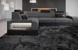 Couch Trivento L-Form in Stoff Kurz Grau-Schwarz
