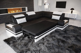 Couch Trivento L-Form in Stoff Kurz Grau-Schwarz