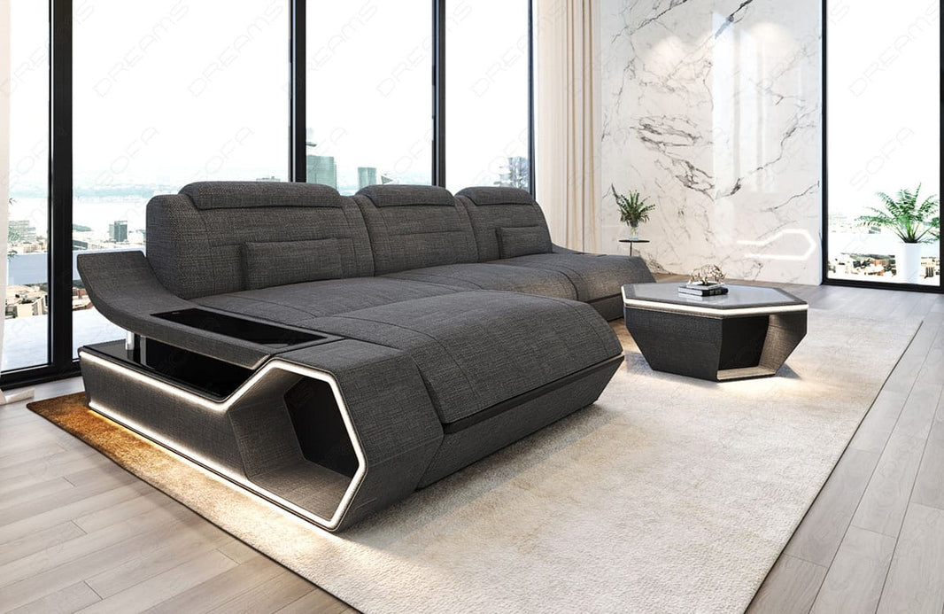 Couch Toscano L-Form in Stoff