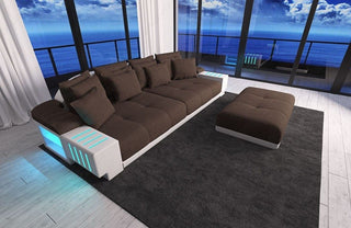 Stoff Bigsofa Bellagio Braun-Weiß