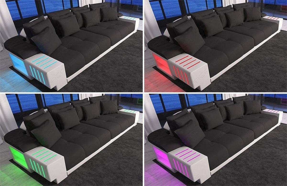 Stoff Bigsofa Bellagio Braun-Weiß