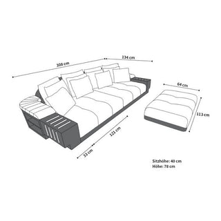 Stoff Bigsofa Bellagio Braun-Weiß
