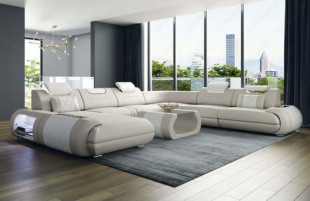 XXL Wohnlandschaft Rimini U-Form aus Leder