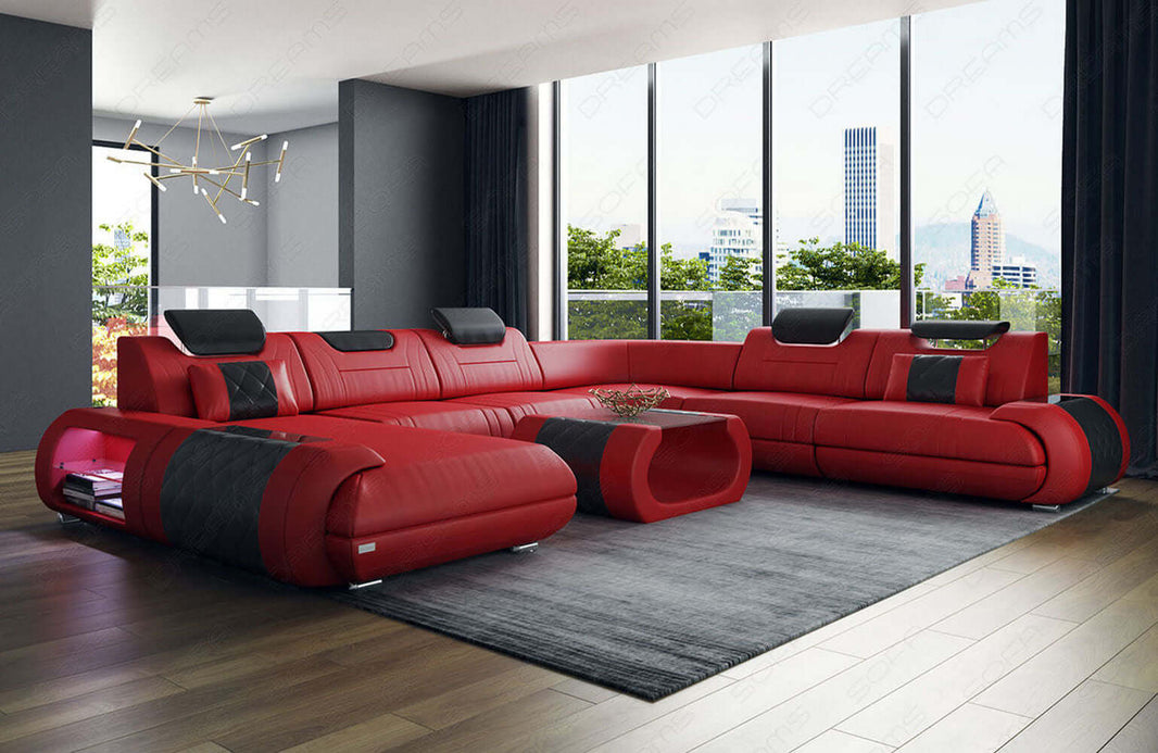XXL Wohnlandschaft Rimini U-Form aus Leder