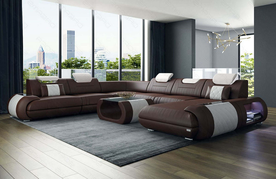 XXL Wohnlandschaft Rimini U-Form aus Leder