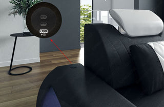 XXL Wohnlandschaft Rimini U-Form aus Leder dunkelbraun-weiß