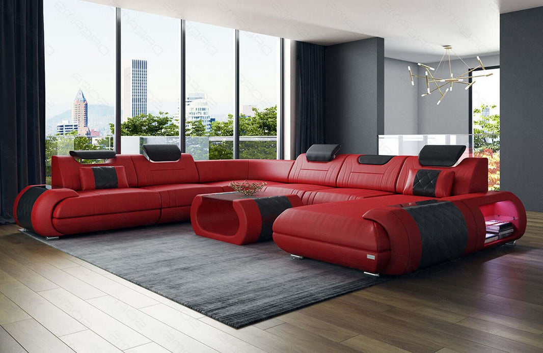 XXL Wohnlandschaft Rimini U-Form aus Leder