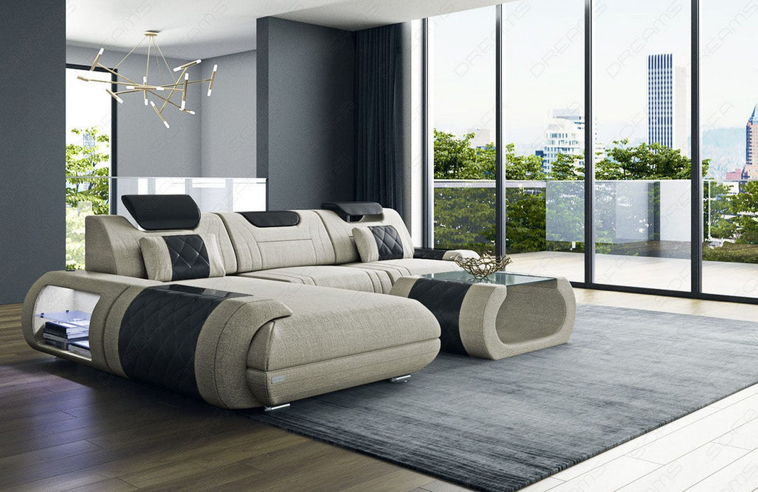 Couch Rimini L-Form in Stoff