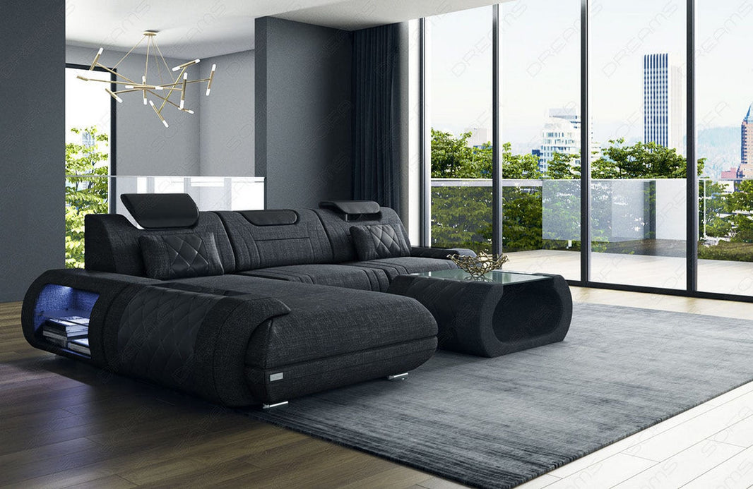 Couch Rimini L-Form in Stoff