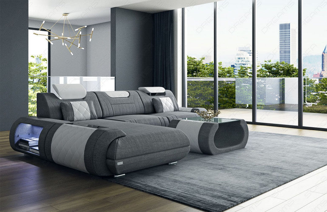 Couch Rimini L-Form in Stoff