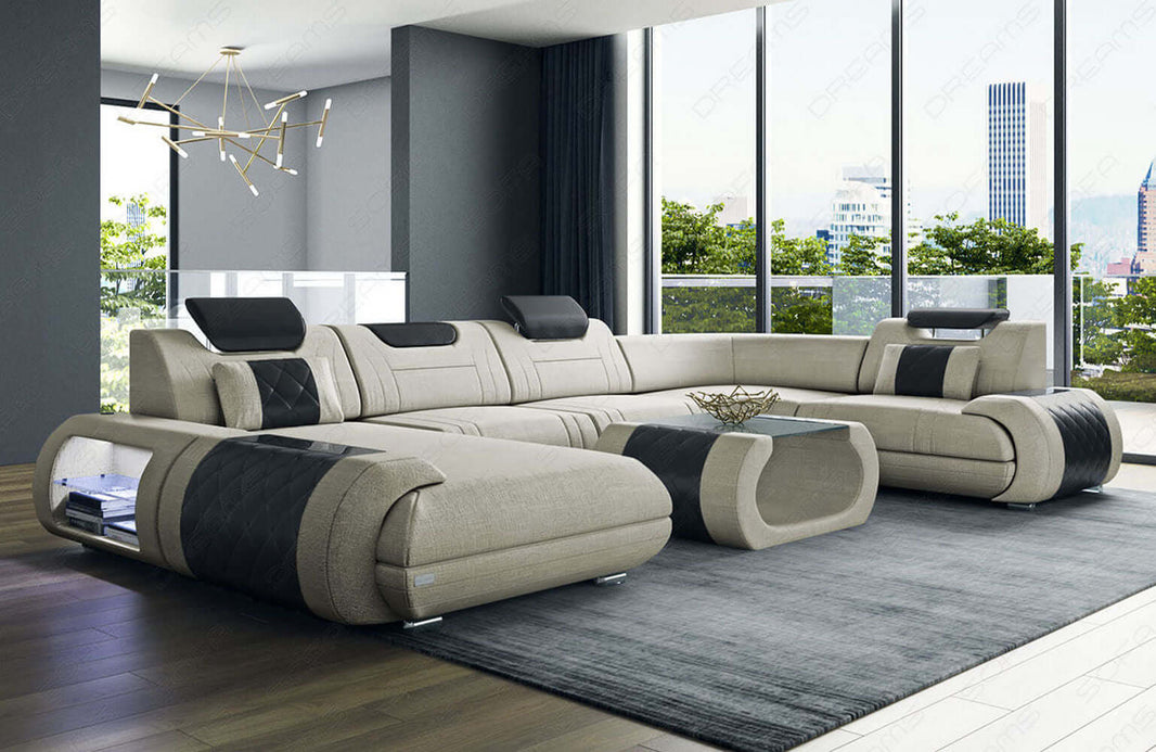 Wohnlandschaft Rimini U-Form aus Stoff