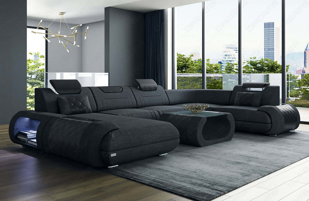 Wohnlandschaft Rimini U-Form aus Stoff