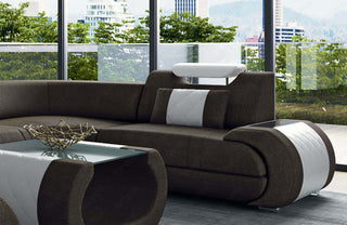 Wohnlandschaft Rimini U-Form aus Stoff Braun-Weiß